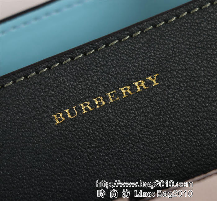 BURBERRY巴寶莉 大號 雙色皮革 敞口式托特包款「The Belt 貝爾特包「Burberry」字母壓花徽標 可手提斜背  Bhq1106